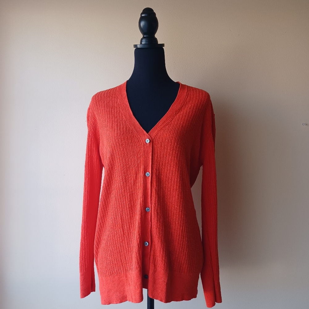 Banana Republic Linen Rayon Blend Button Up Cardigan w/ Pearl Gray Buttons